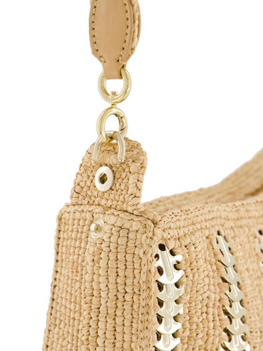 Rabanne Raffia Handbag With Metallic Silver Inserts
