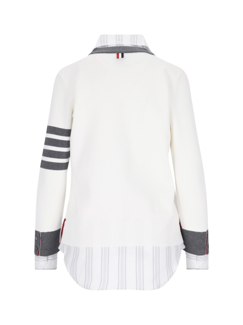 Thom Browne Shirt Detailed "cardigan" – White