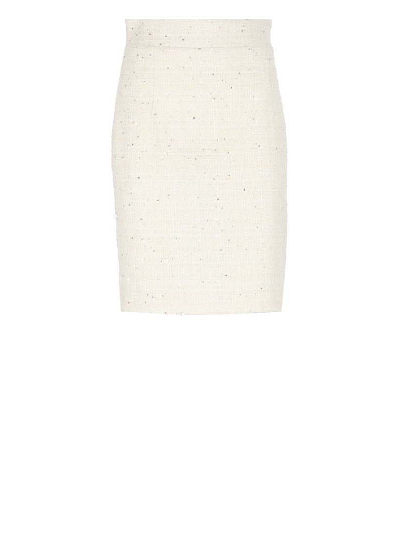 Shop Tagliatore Ivory Cotton Blend Skirt In Neutrals