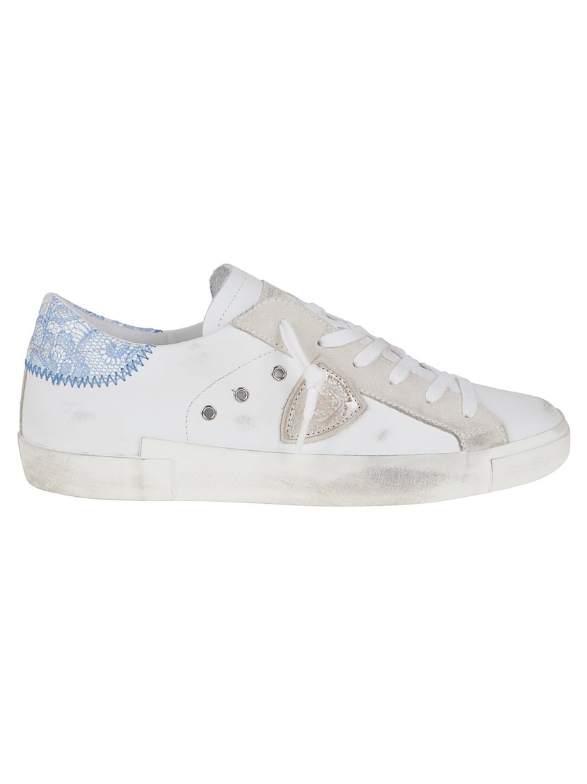 Philippe Model Leather Sneakers With Suede Accents In White