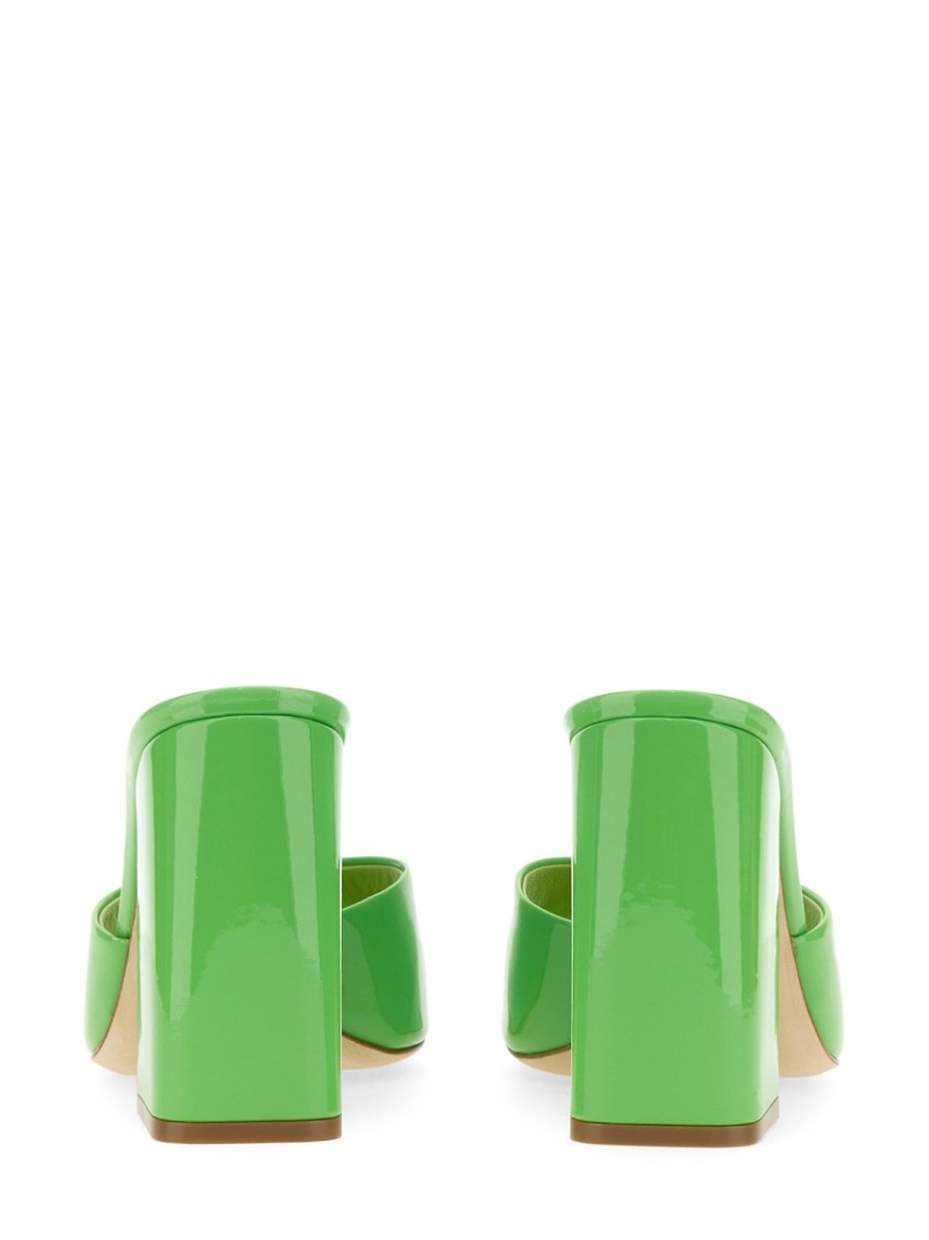 Shop Paris Texas Anja Open-toe Green Patent Leather Mules