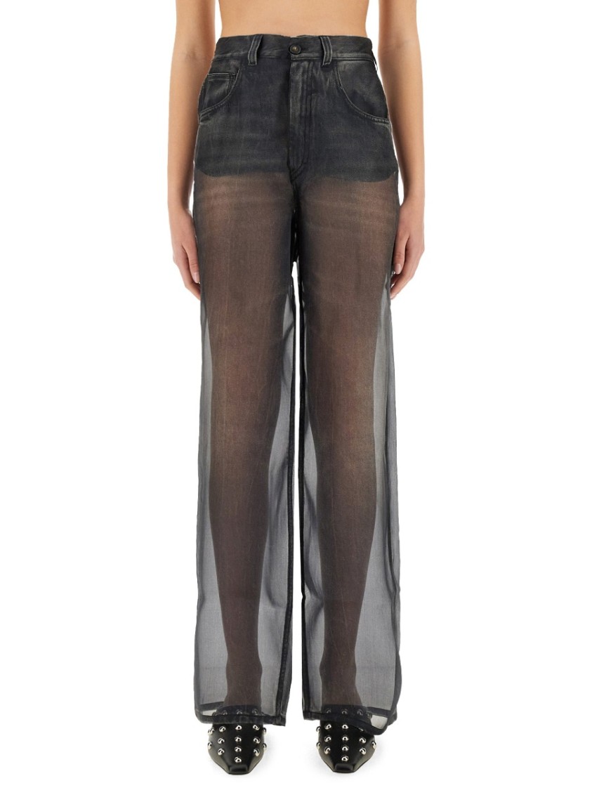 デニム・ジーパン Haikure Wide-Fit Black Organza Overlay Pants Haikure Wide-Fit Black Organza Overlay Pants | THE LIST