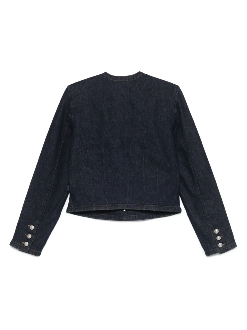 7 For All Mankind `lady Jacket Smoove With Exposed Buttons` Jacket In Black