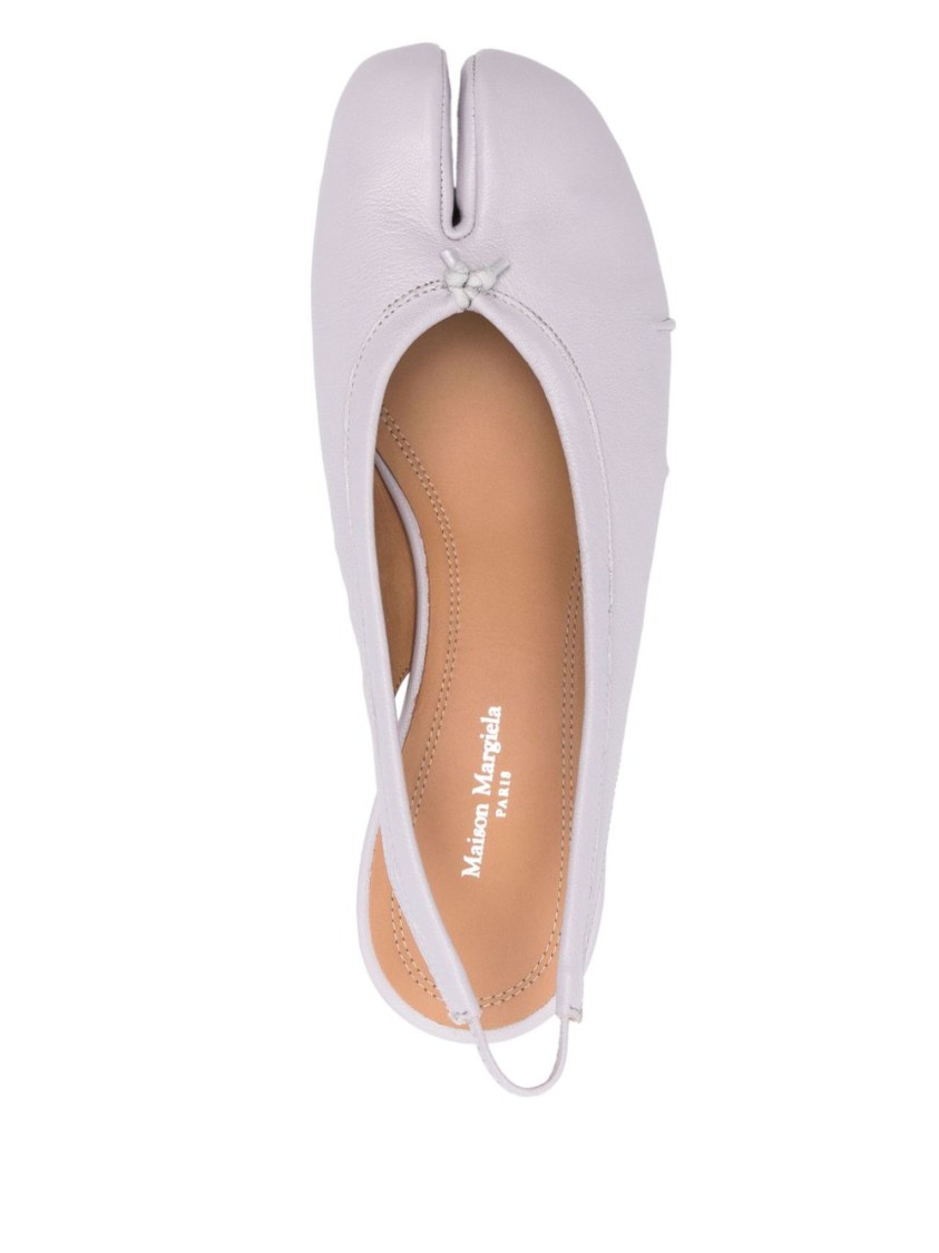 Maison Margiela Leather Slingback Tabi Flats In White
