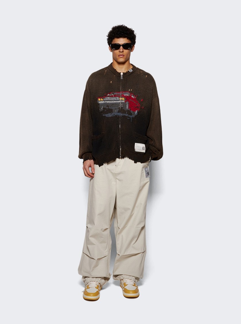 Miharayasuhiro Maison Mihara Yasuhiro Car Jacquard Knit Cardigan Black In Black