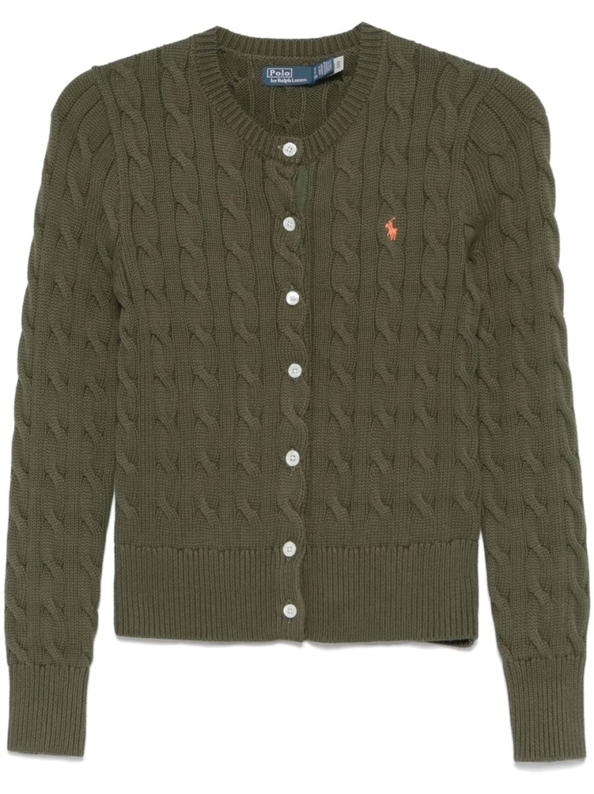 Polo Ralph Lauren Cable-knit Cardigan With Intricate Patterns And Cropped Design