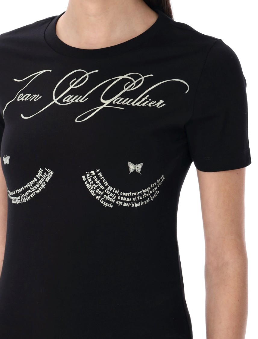 Shop Jean Paul Gaultier Graphic Print Cotton Blend T-shirt In Black