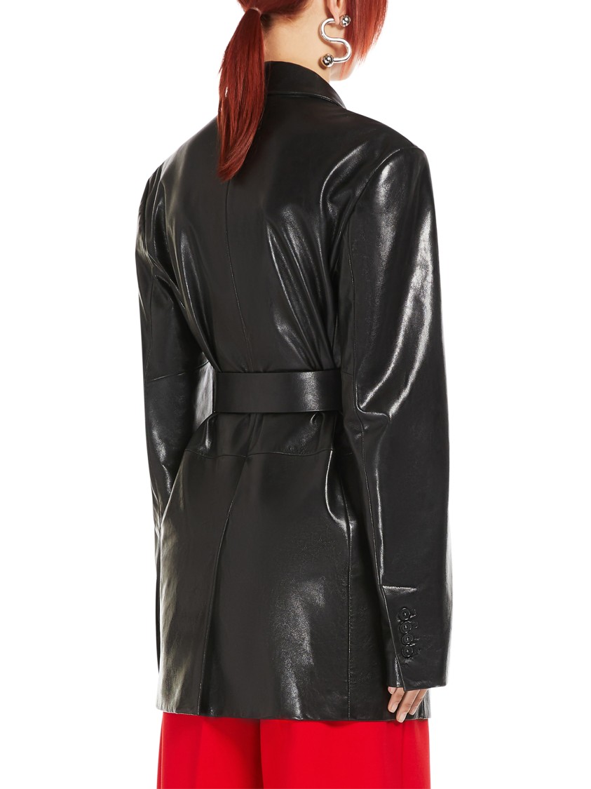 Max Mara Tailored Black Jacket With Shiny Finish And Structured Design In Black