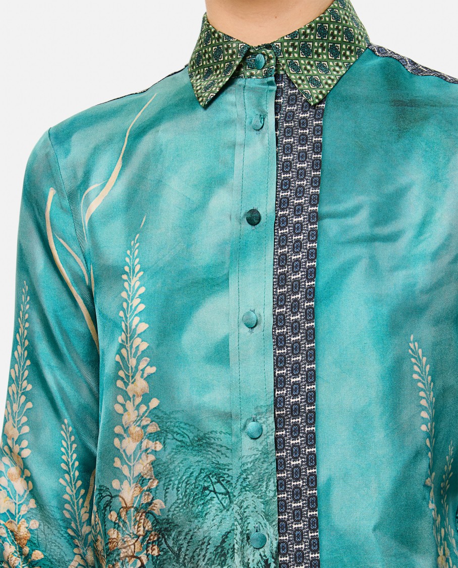 PIERRE-LOUIS MASCIA PIERRE-LOUIS MASCIA GREEN PRINTED SHIRT WITH POINTED COLLAR