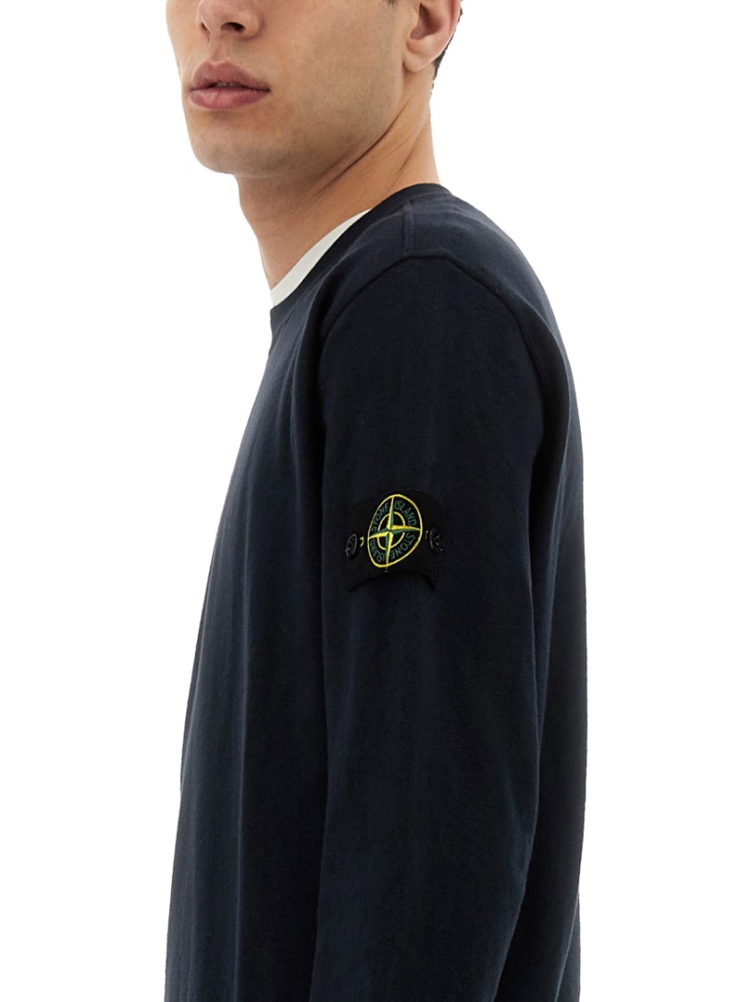 Stone Island Compass-patch Concealed-fastening Coat In Blue