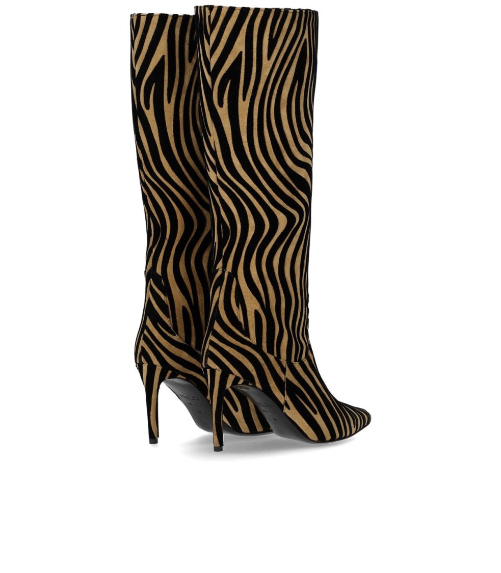 Ncub Bit Beige Zebra Print High Boot In Neutral