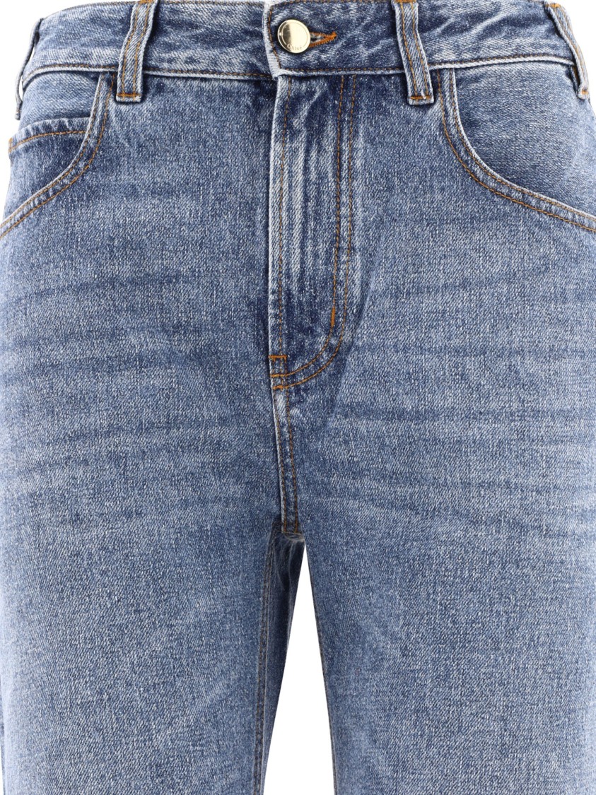 Chloé Foggy High-rise Jeans With Monogram-charm In Blue