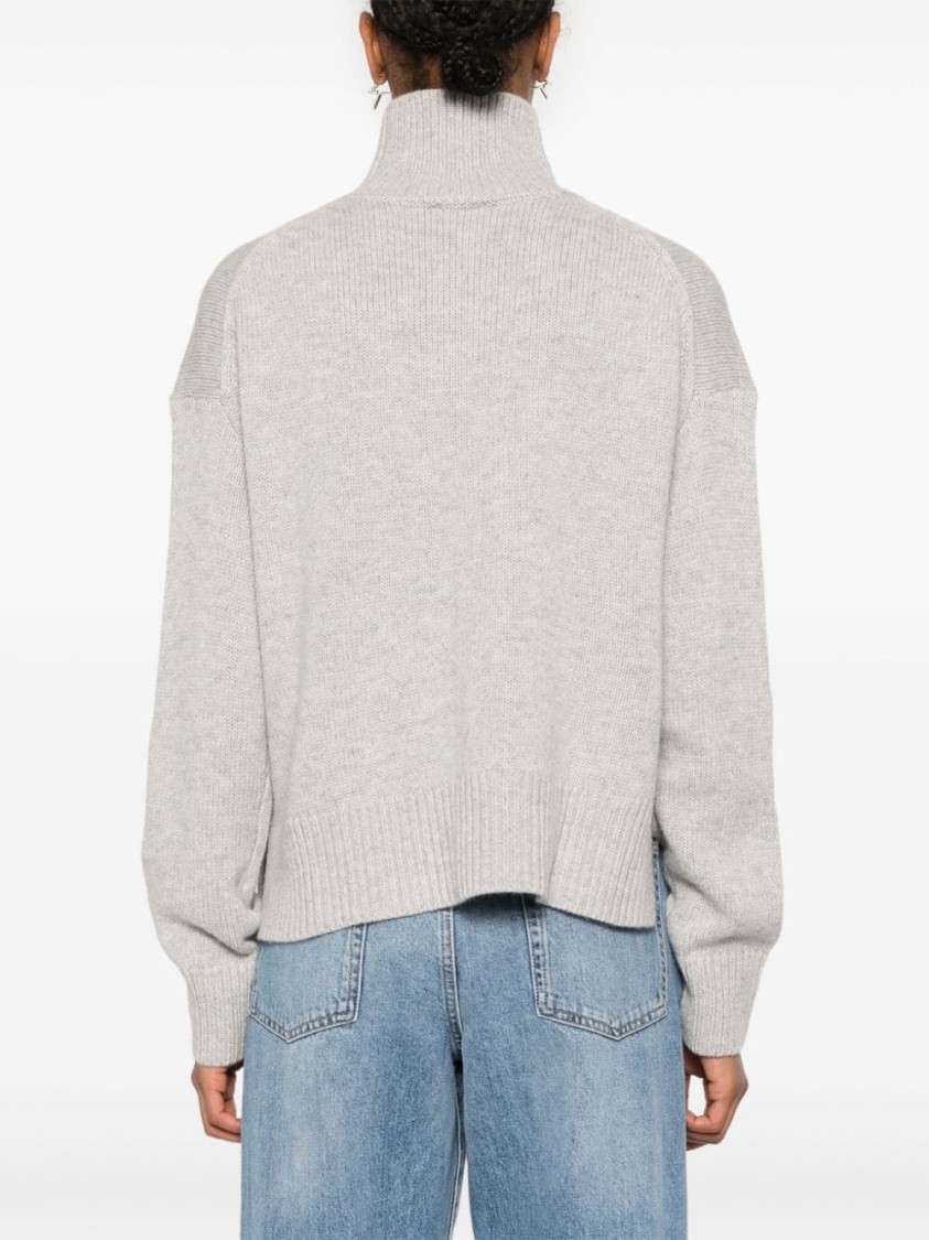 Shop Calvin Klein Turtleneck Sweatshirt In Eco-friendly Wool And Cashmere Blend In White