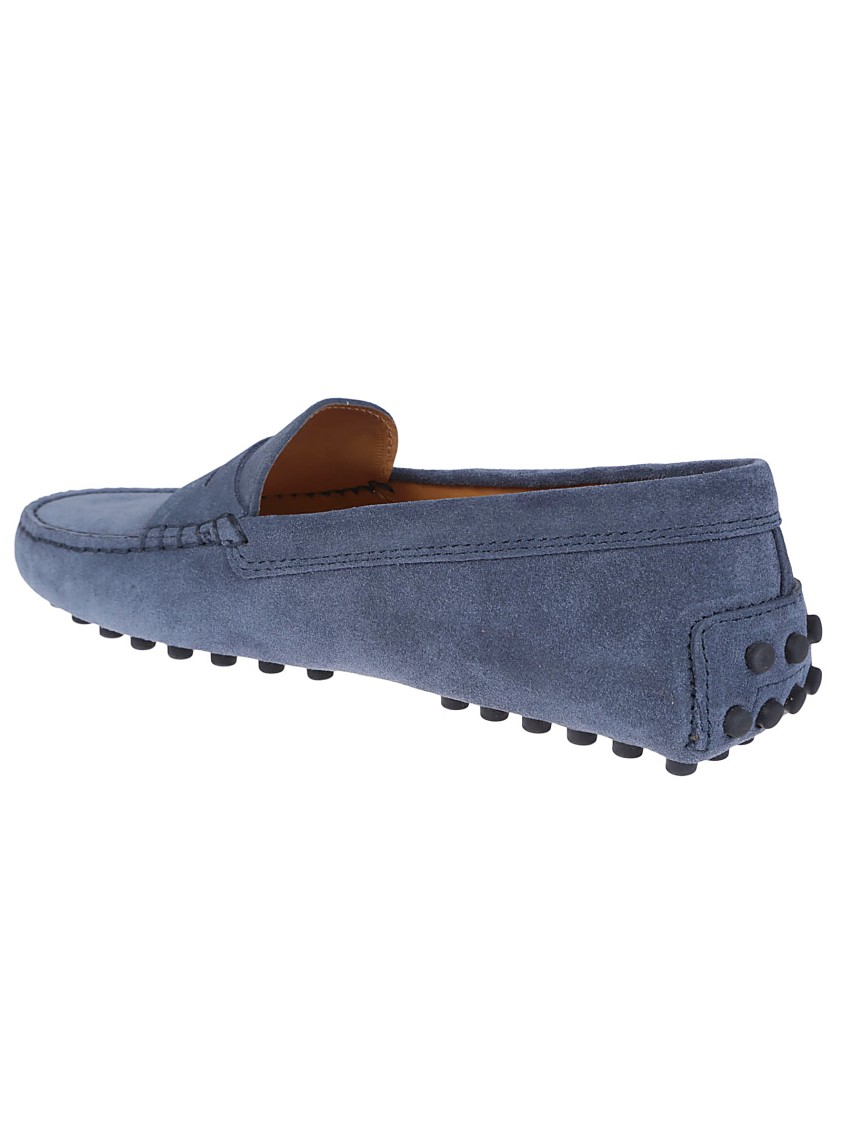 Tod's Moccasin-style Leather Loafers With Rubber Studded Sole In Gray