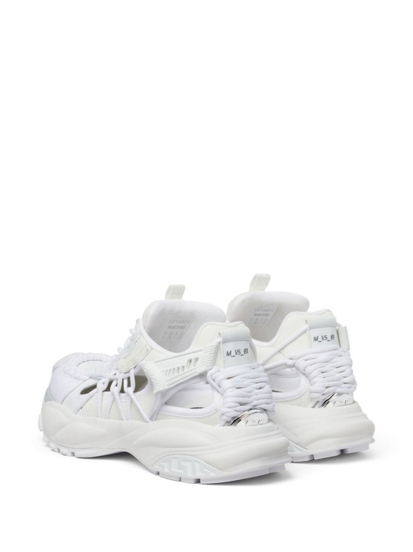 Versace White Panelled Sneakers With Cut-out