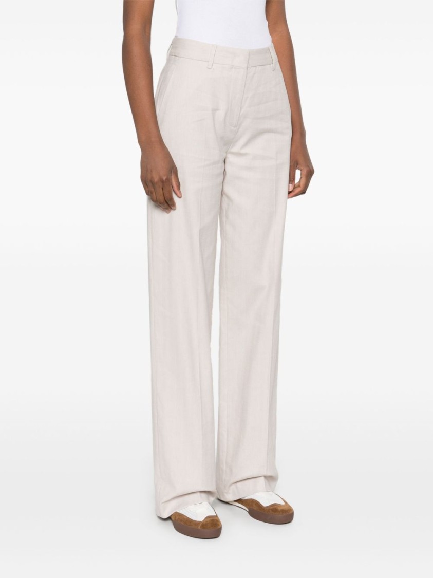 Iceberg Light Beige Tailored Linen Trousers In Neutrals