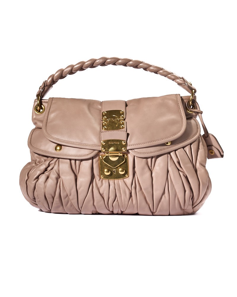 Miu Miu Coffer Large Handbag Groffata Antique Pink
