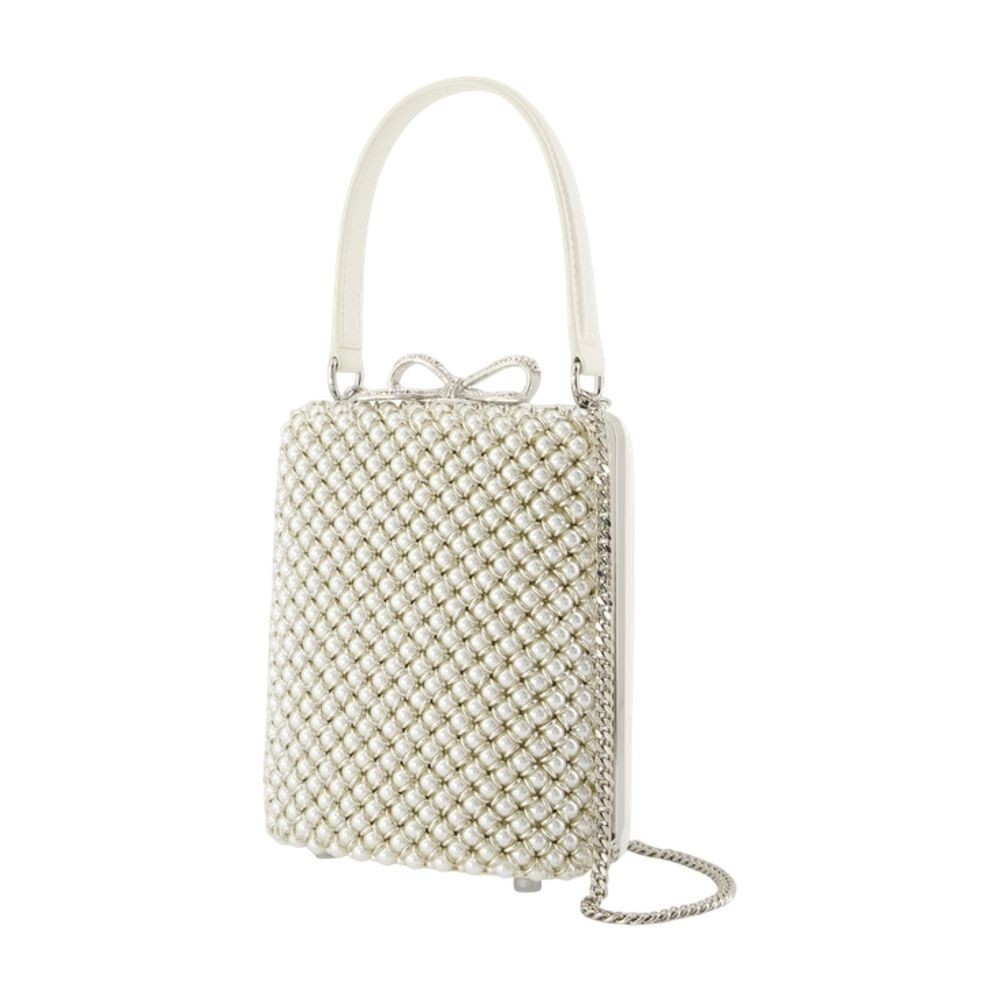 Self-portrait Pearl Embellished Mini Bag - Metal - White In Neutral
