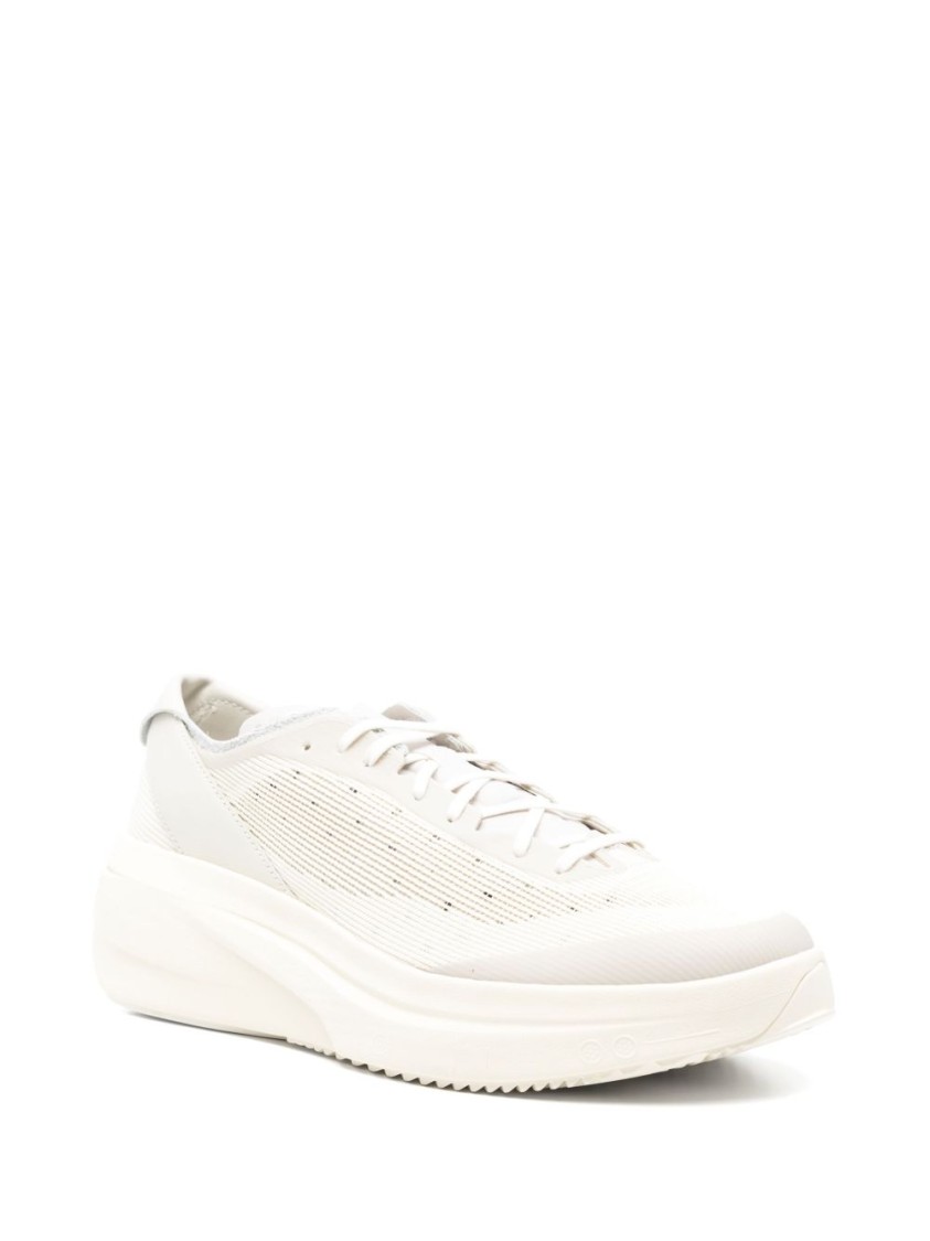Shop Y-3 Ecru Flatform Sneakers With Raised Logo Detail In Neutrals