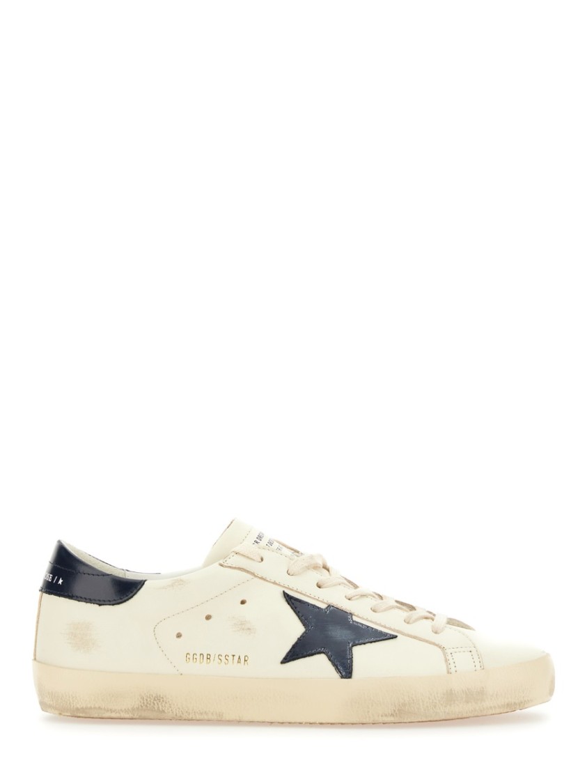 Golden Goose White Lace Up Leather Sneakers In White