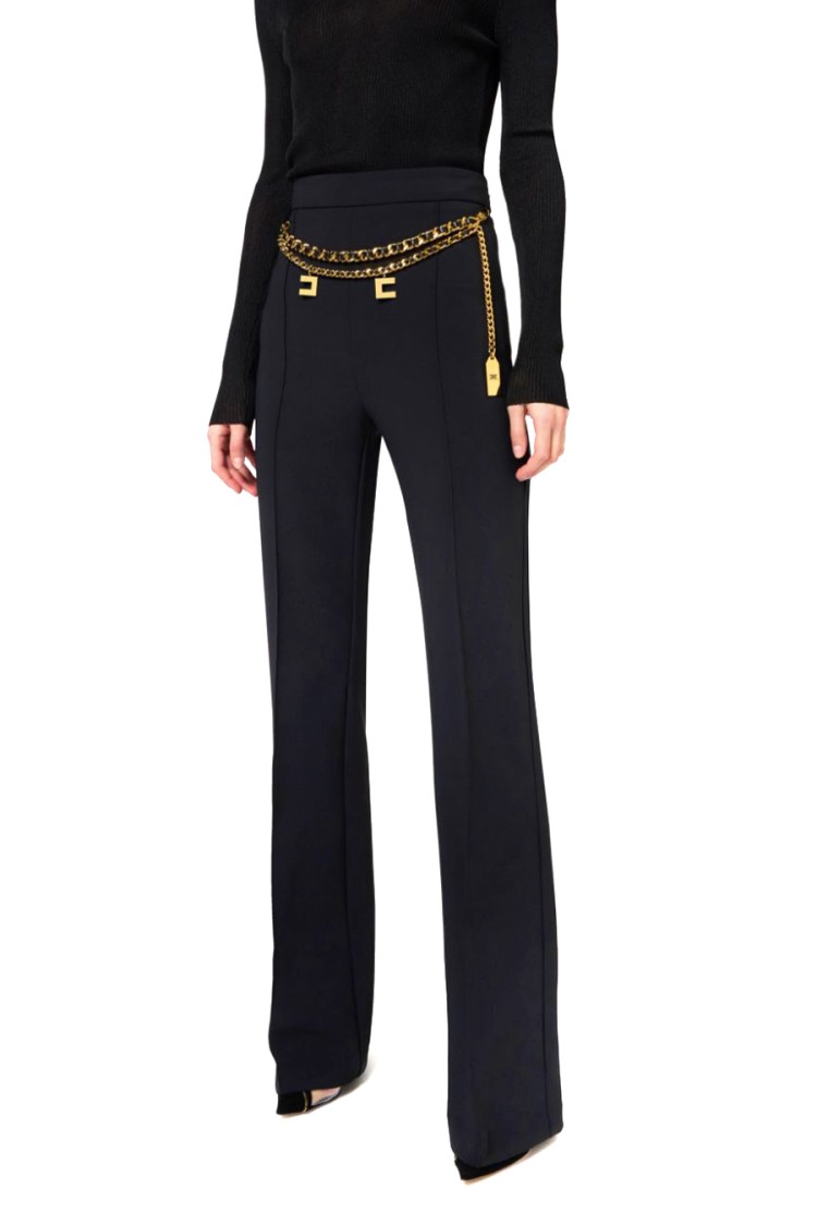 ELISABETTA FRANCHI ELISABETTA FRANCHI BLACK TROUSERS WITH FLARED LEG