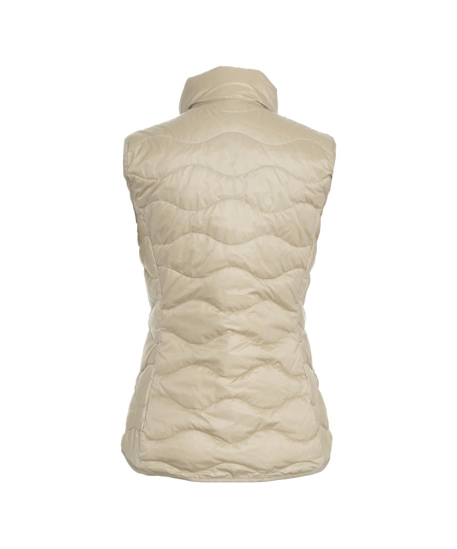 Blauer Beige Quilted Vest With High Collar
