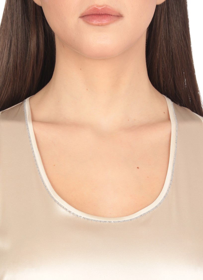 Shop Peserico Ivory Silk Top In Neutrals