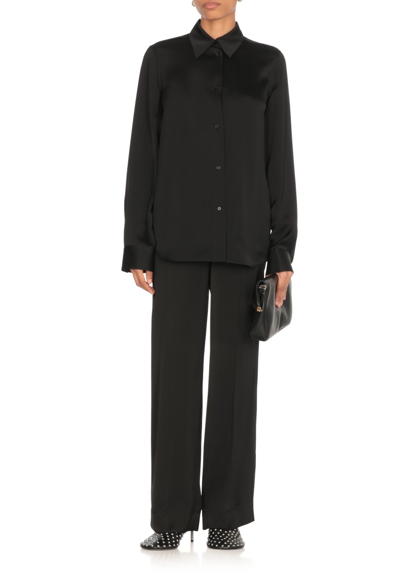 Jil Sander Rayon-silk Twill Trousers In Black
