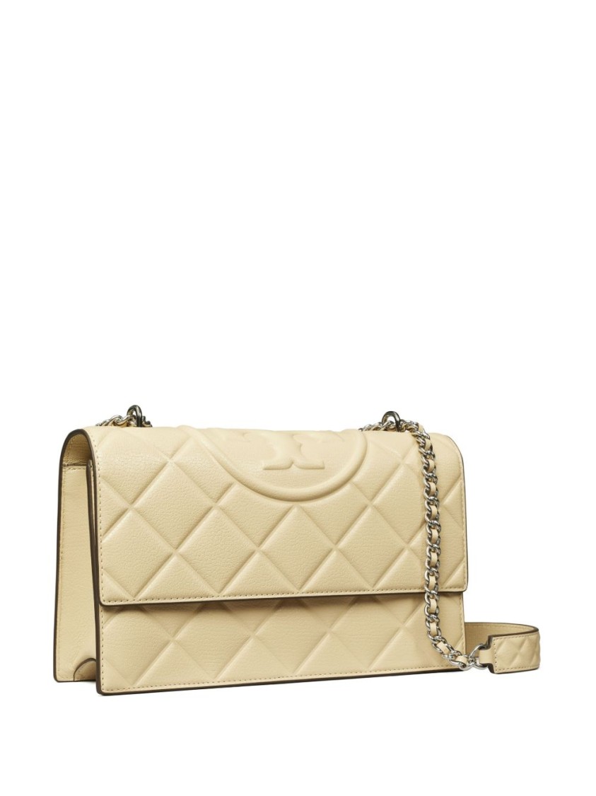 Tory Burch Quilted Capra Leather Shoulder Bag In Neutral