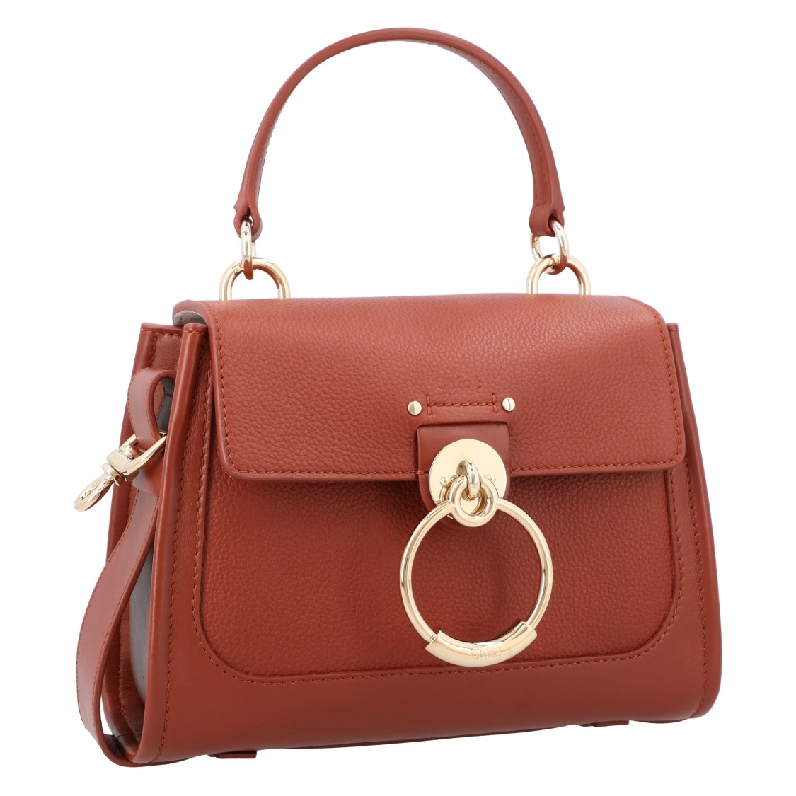 Chloé Mini Tess Day Bag In Grained & Soft Leather In Brown
