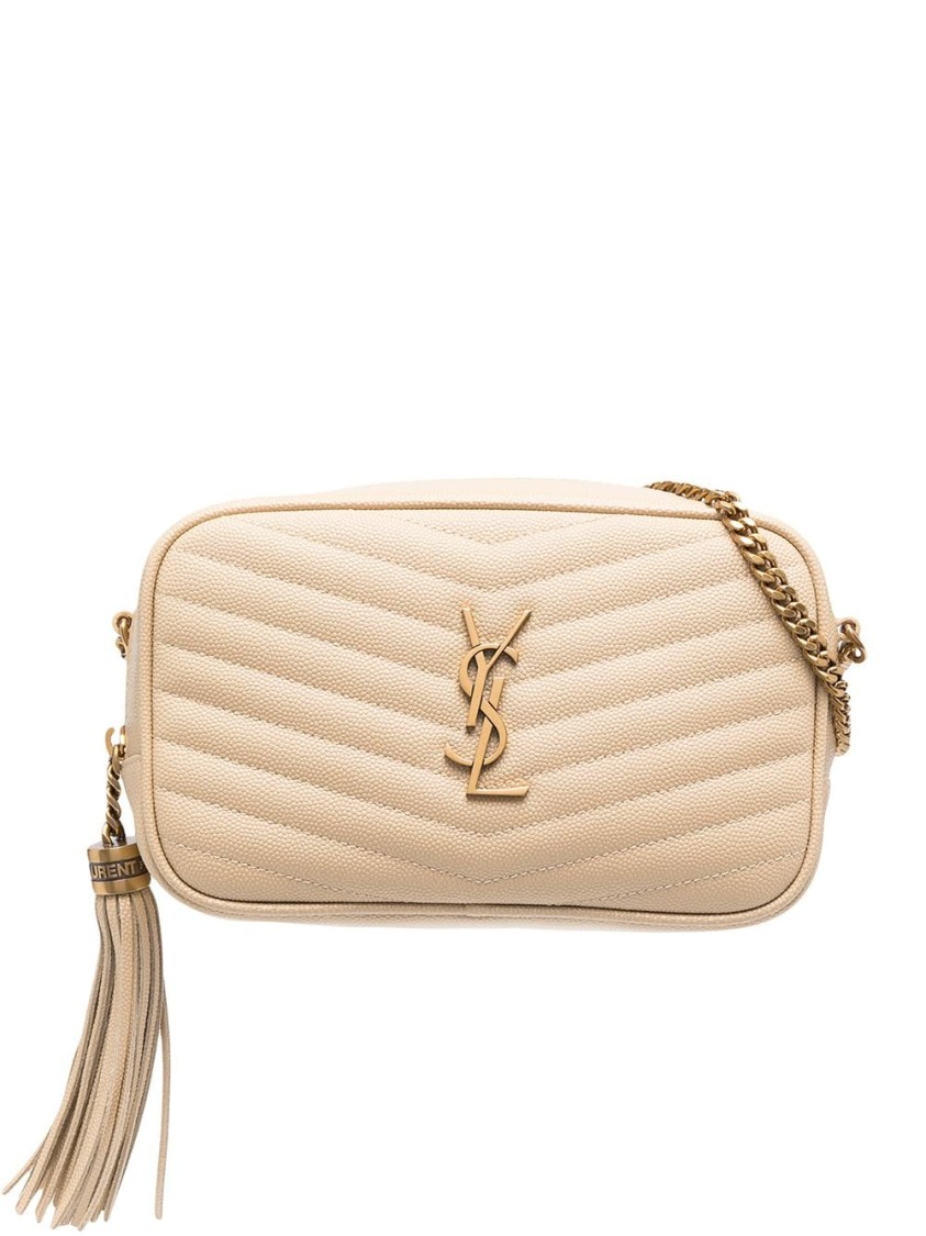 Saint Laurent Quilted Gold Mini Bag In Neutral