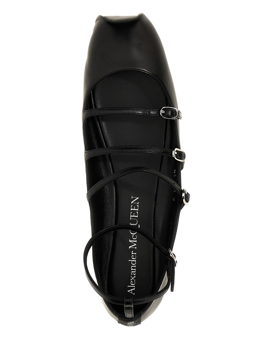 Alexander Mcqueen Mcqueen Leather Strap Ballet Flats In Black