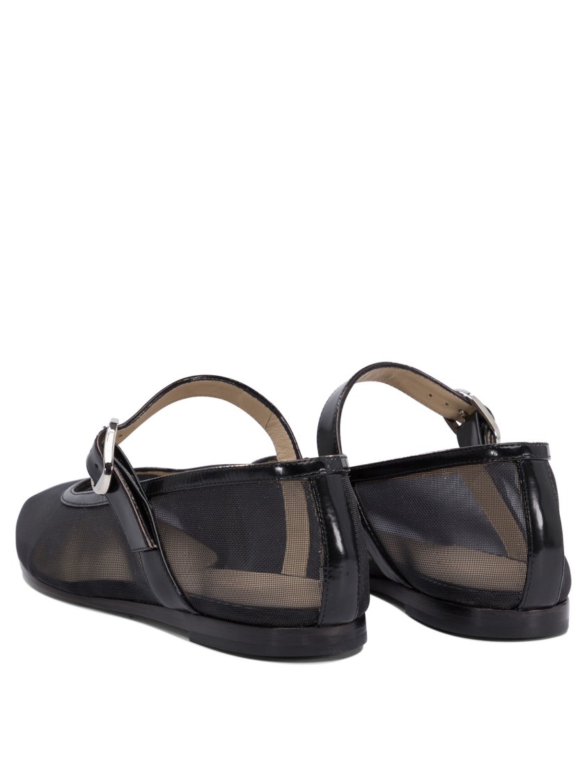 Le Monde Beryl Le Monde Béryl Pointed Toe Ballerinas With Semi-transparent Mesh In Gray