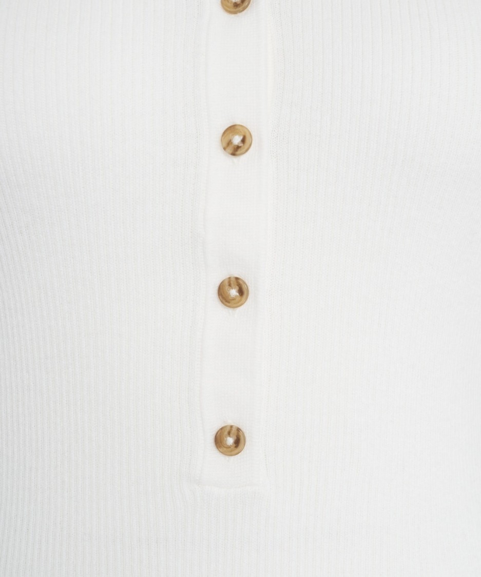 Shop Closed Cashmere Blend Polo With Ribbed Texture In White