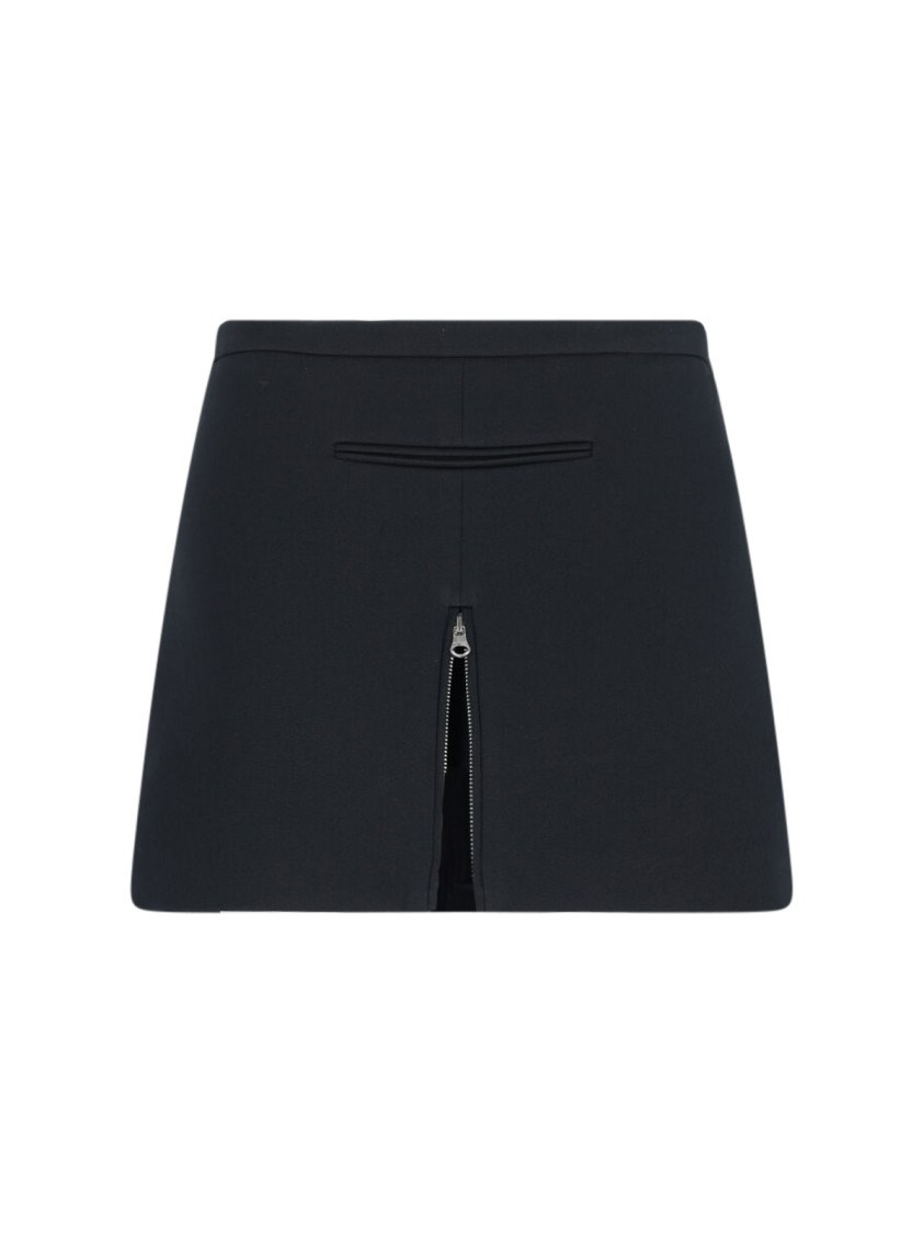 COURRÈGES COURRÈGES ZIP MINI SKIRT IN BLACK FABRIC