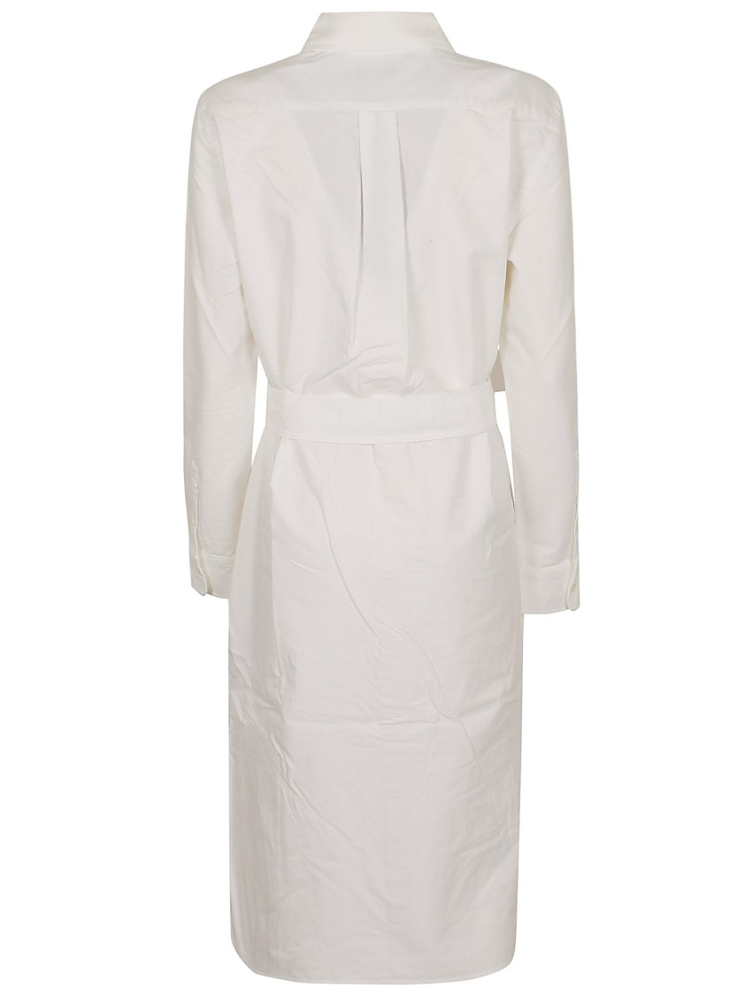 Polo Ralph Lauren Linen Shirt Dress With Long Sleeves And Waist Tie In White