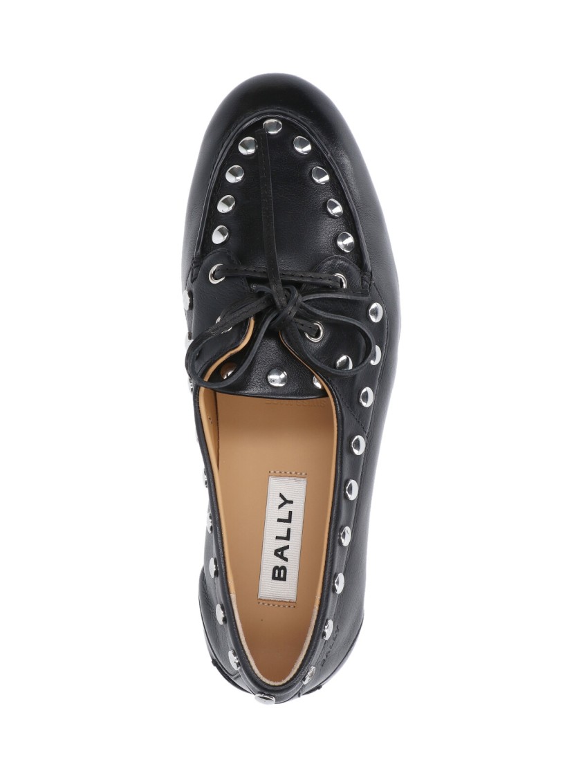 Bally Pointed Toe Slip-on Moccasins With Lace Closure In Black
