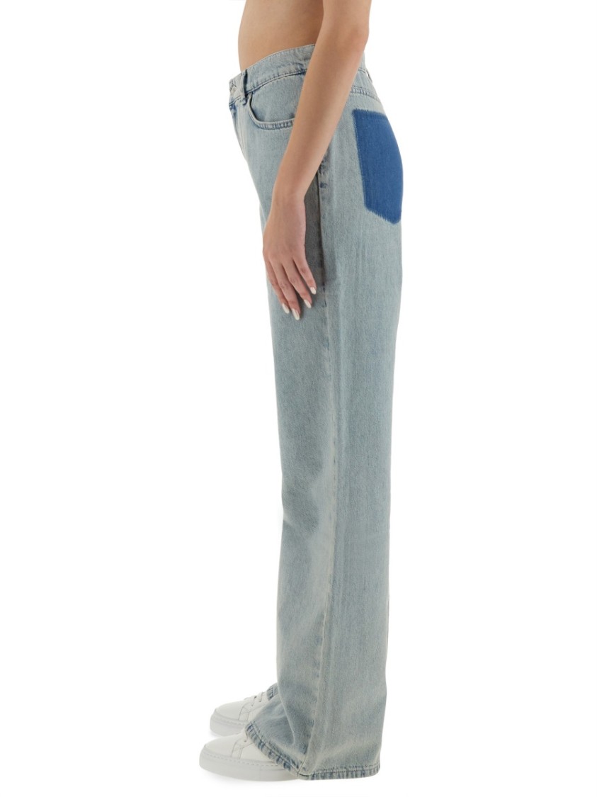Moschino Wide-leg Light Blue Denim Jeans In Blue