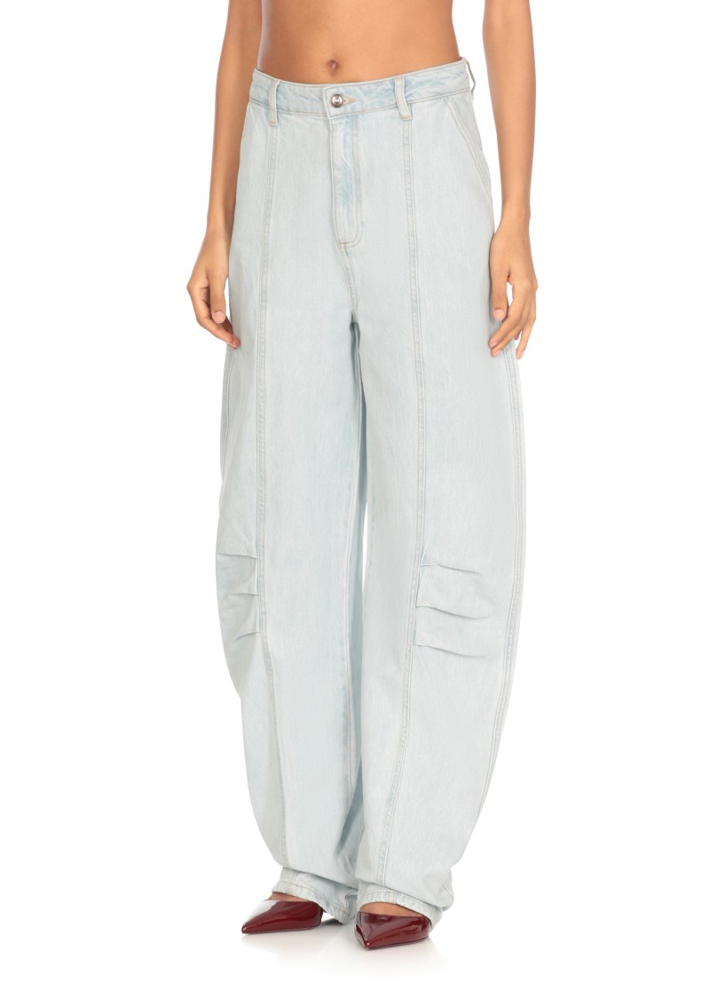 Rotate Birger Christensen Cargo Denim Pants Contrast Stitching