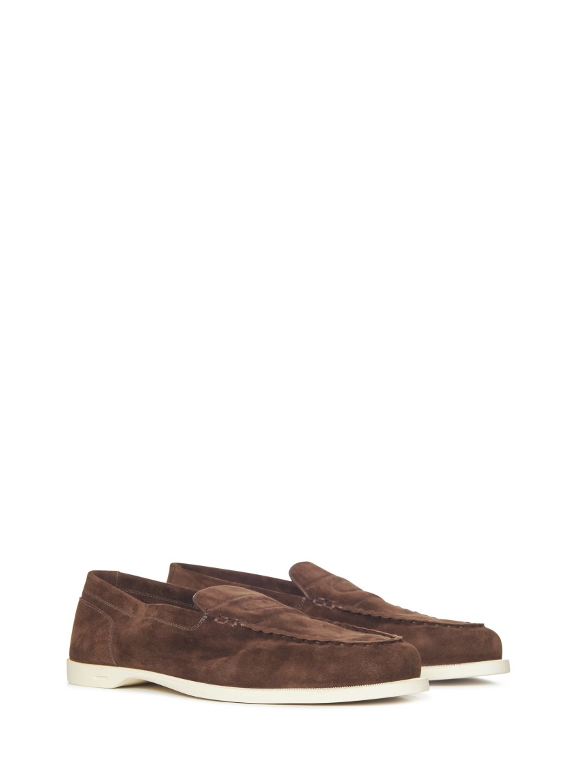 John Lobb Mud Suede Pace Loafers In Grey