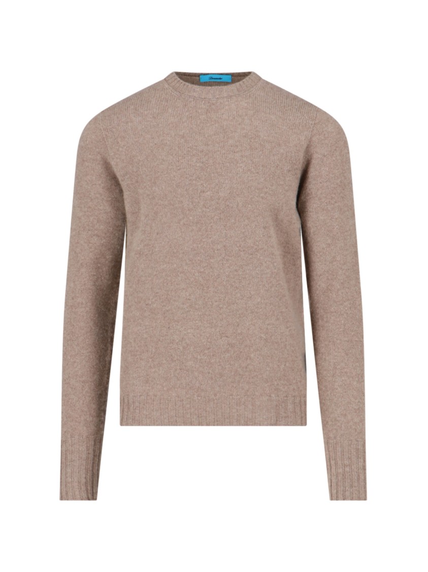 Drumohr Crewneck Sweater In Beige Wool Ribbed Trim In Brown