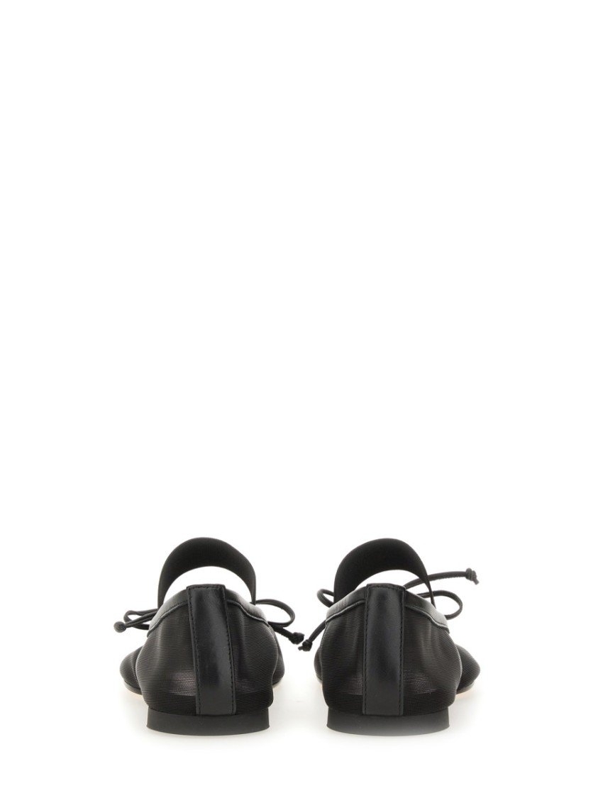 Mm6 Maison Margiela Mesh Anatomic Numeric Ballerina Flats In Black