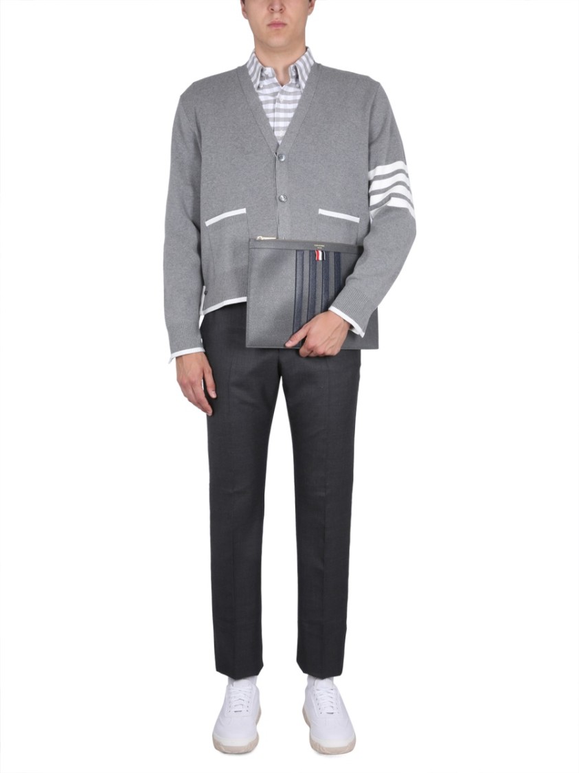 Thom Browne 4-bar Stripe Mini Cardigan In Grey