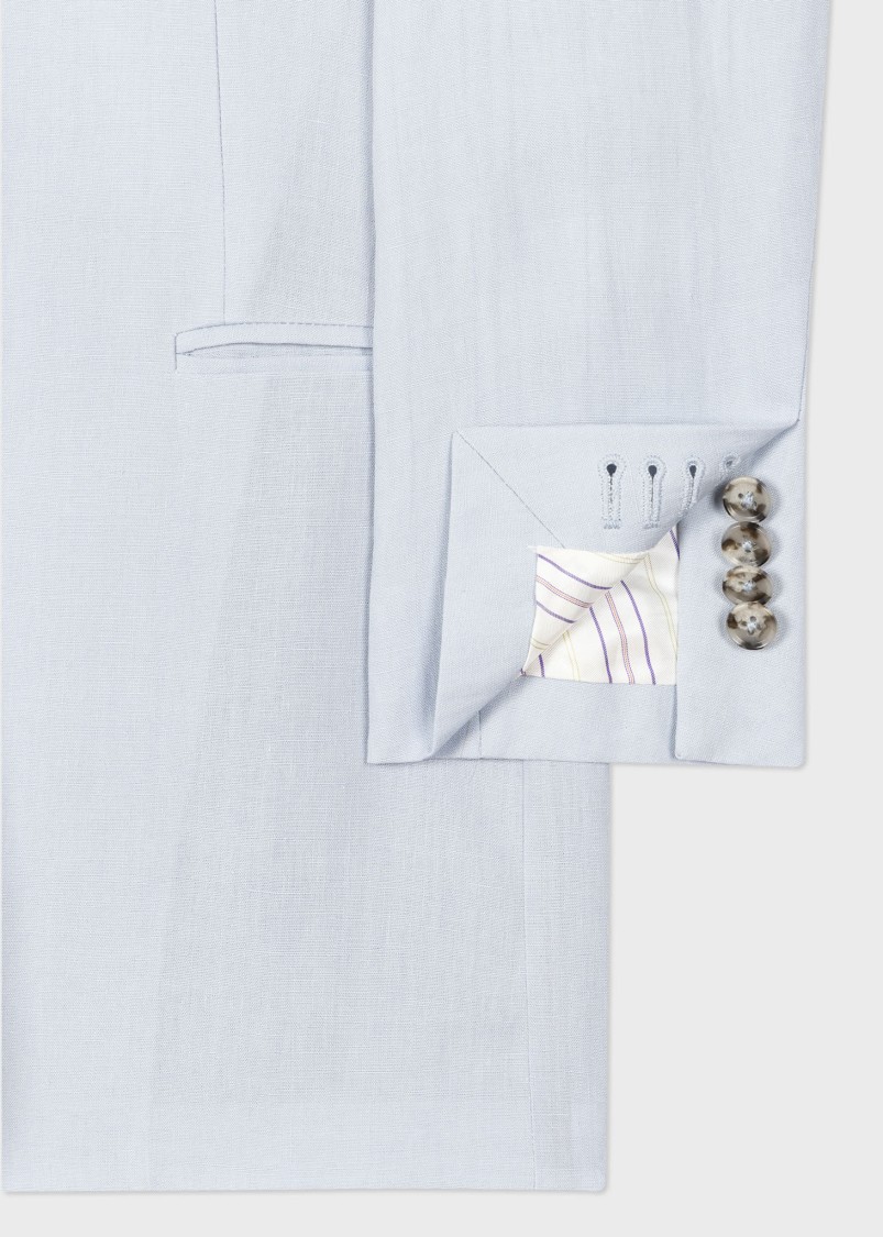 Paul Smith Pale Blue Linen Blazer With One-button Closure In White