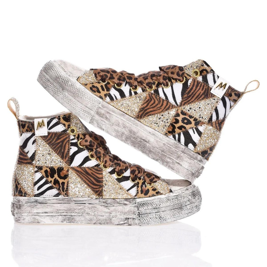Mimanera Airlines Platform Jungle Patch Sneakers In White