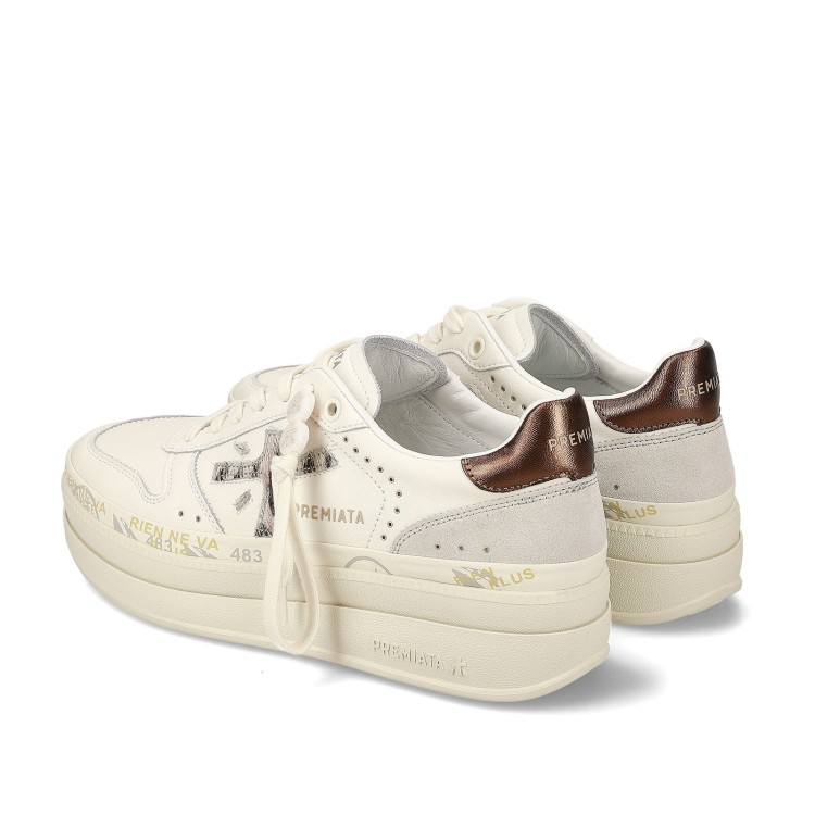 Premiata Micol In White Leather Topponcino Bronze | THE LIST