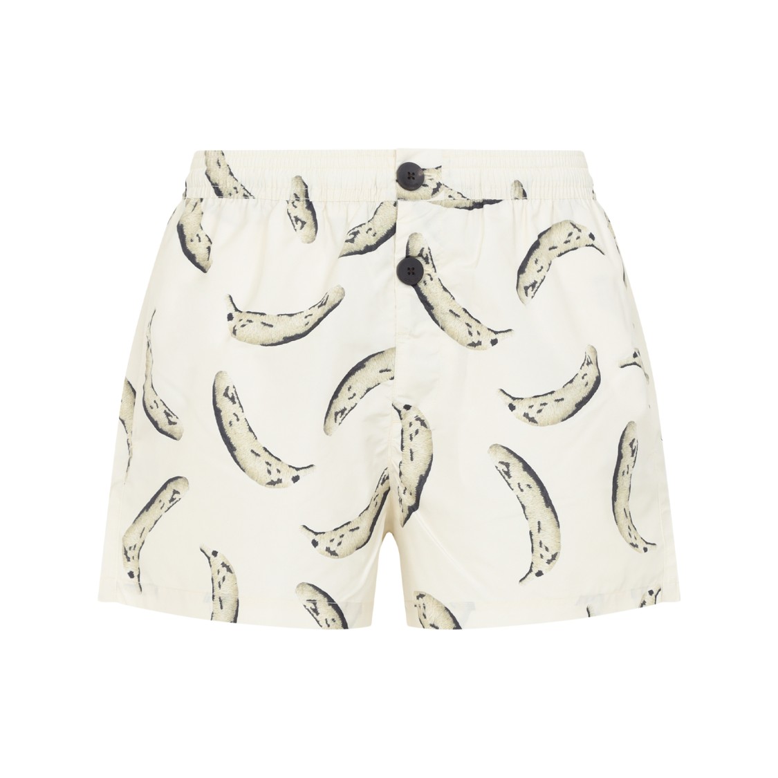 Shop Jacquemus Banana Print Swim Shorts With Elastic Waistband In White