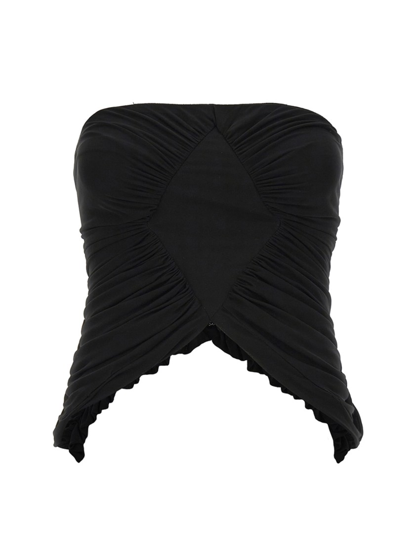Saint Laurent Jersey Bustier Top In Black