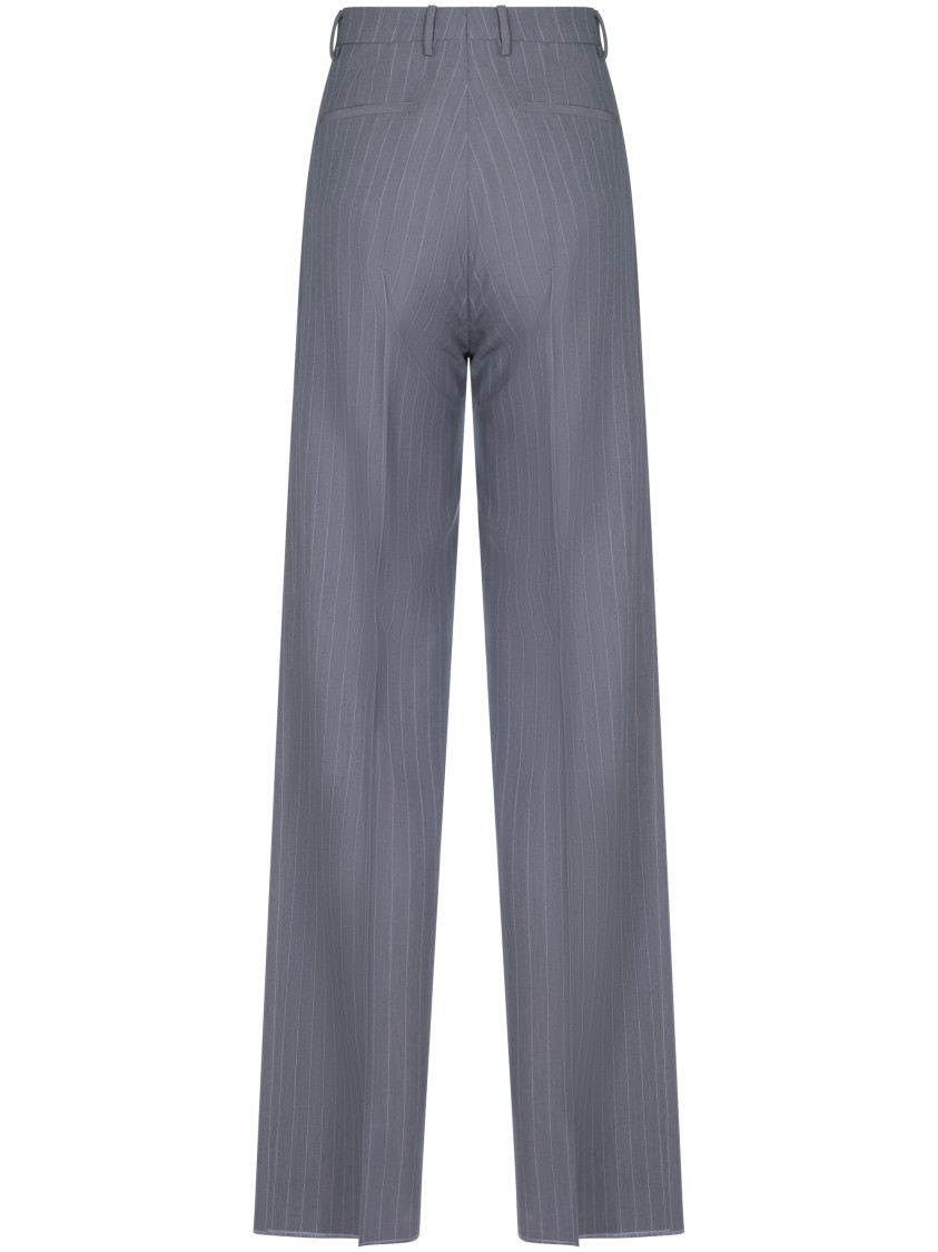 Tagliatore Classic Wide-leg Trousers With Subtle Pinstripe In Gray