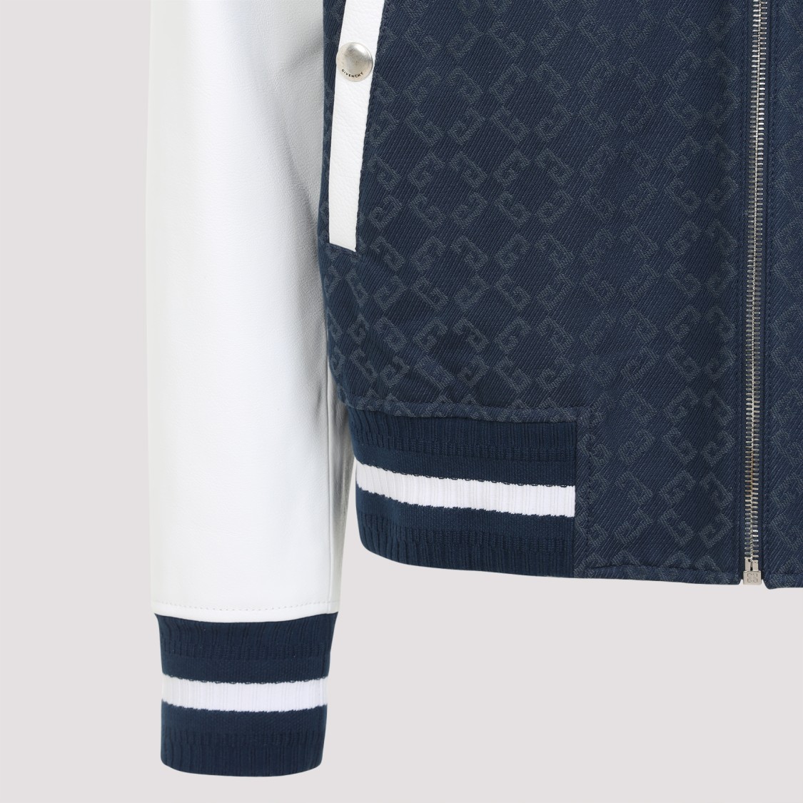 Shop Givenchy Navy Blue Cotton Bomber In Grey